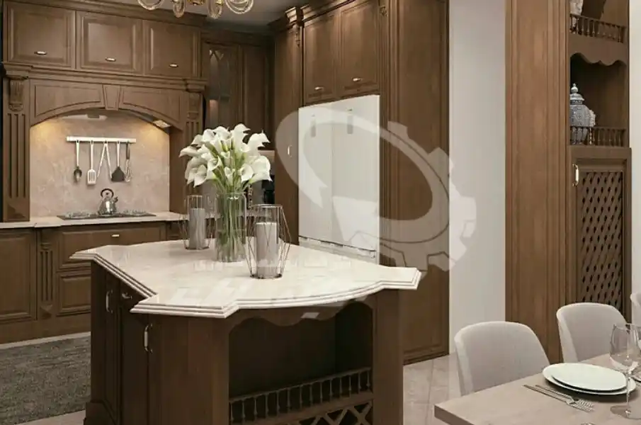 کابینت آشپزخانه کلاسیک | کابینت چوبی کلاسیک با رنگ و طرح خاص