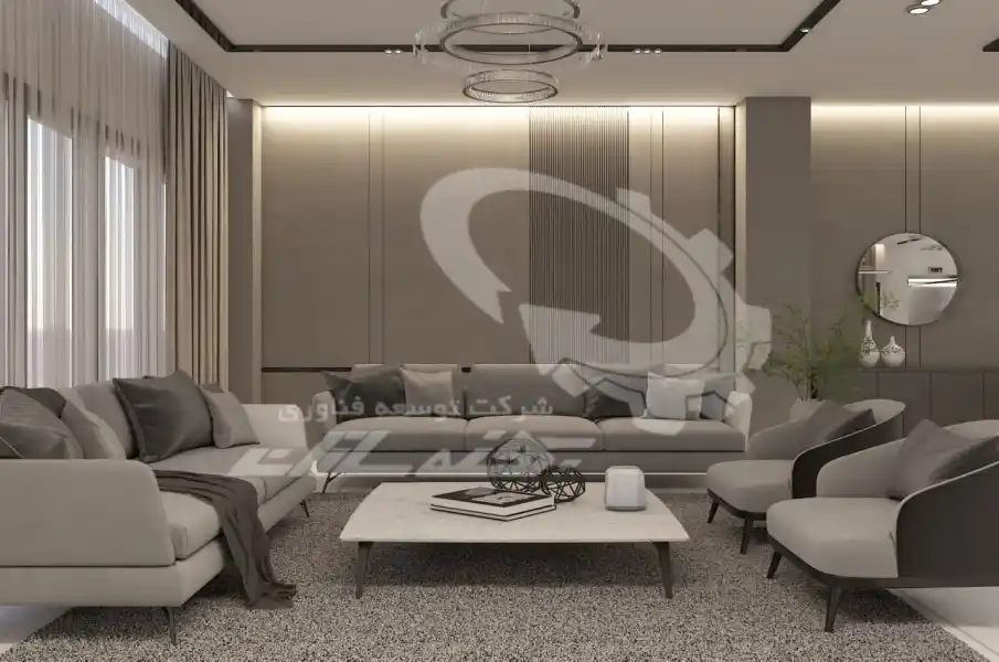 طراحی و اجرای سالن نشیمن نئوکلاسیک در شیراز