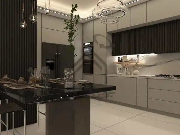 طراحی و اجرای آشپزخانه نئوکلاسیک در شیراز