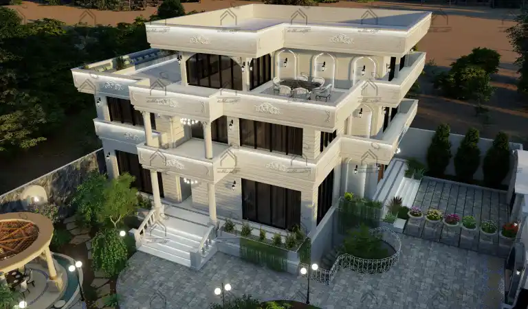 طراحی باغ ویلا کلاسیک در شیراز