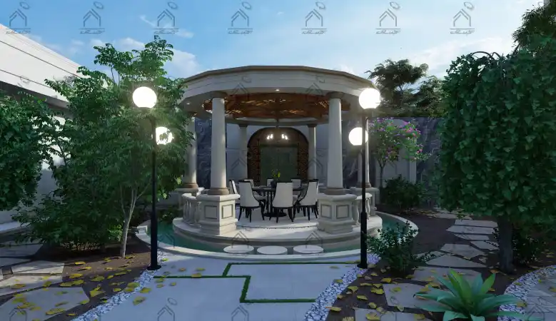 طراحی باغ ویلا کلاسیک در شیراز