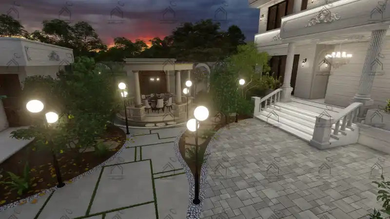 طراحی باغ ویلا کلاسیک در شیراز