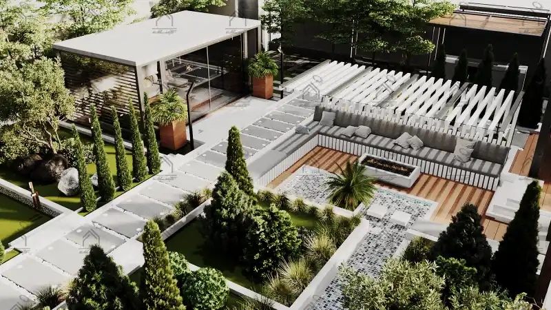 طراحی باغ ویلا مدرن در شیراز