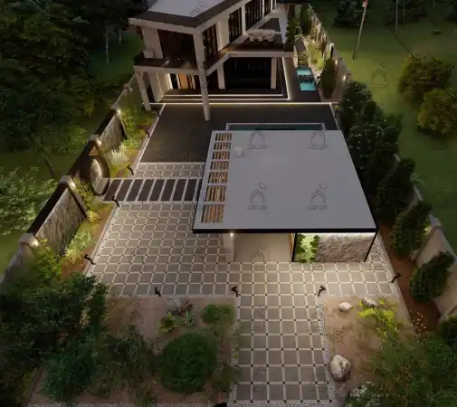 طراحی نما باغ ویلا در شیراز