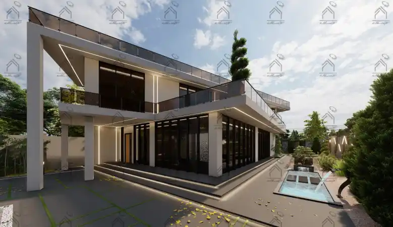 طراحی نما باغ ویلا در شیراز