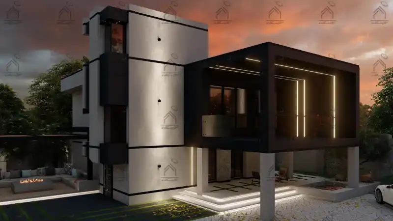 طراحی نما باغ ویلا مدرن در شیراز