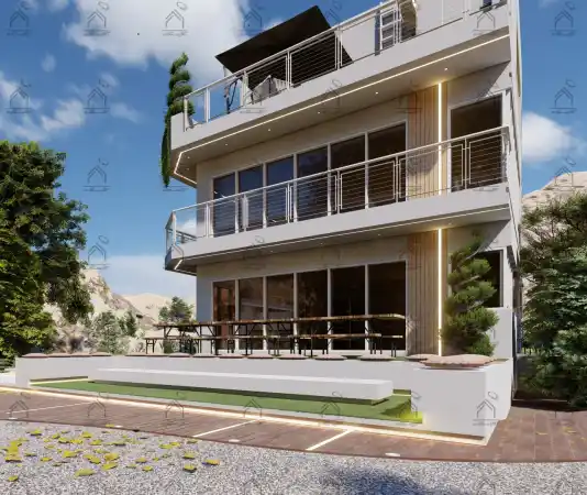 طراحی نما باغ ویلا مدرن در شیراز