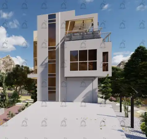 طراحی نما باغ ویلا مدرن در شیراز