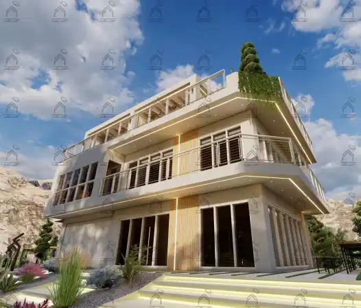 طراحی نما باغ ویلا مدرن در شیراز