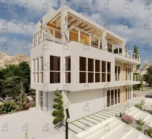 طراحی نما باغ ویلا مدرن در شیراز