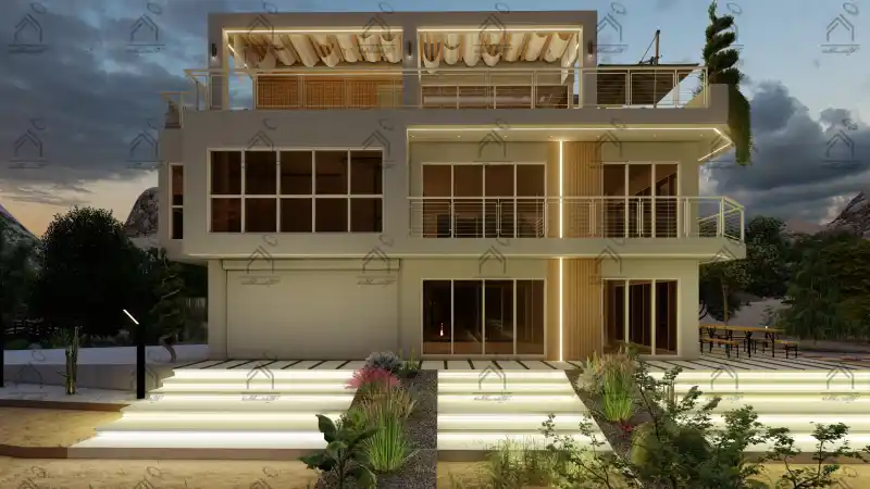 طراحی نما باغ ویلا مدرن در شیراز