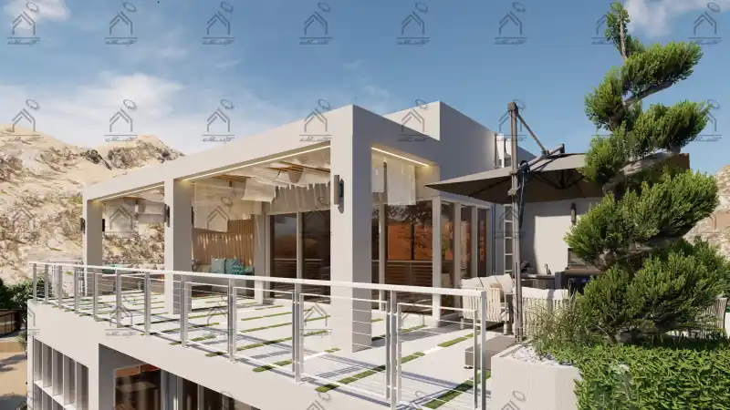 طراحی نما باغ ویلا مدرن در شیراز