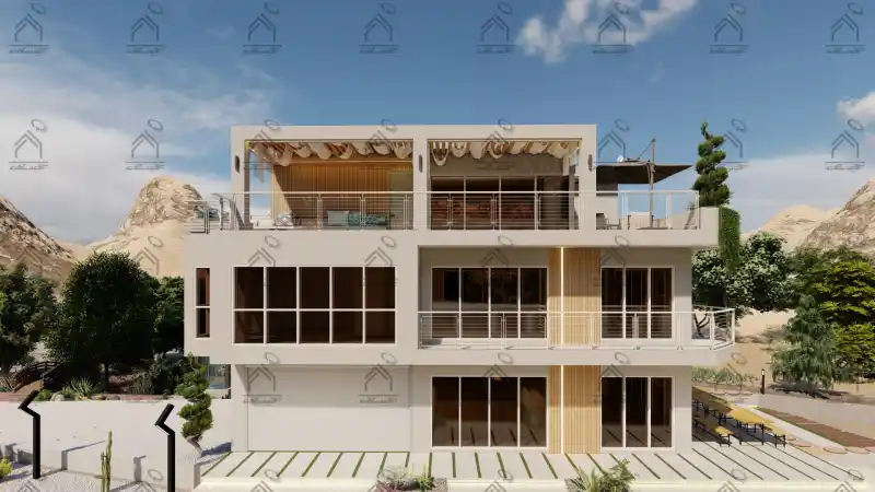 طراحی نما باغ ویلا مدرن در شیراز