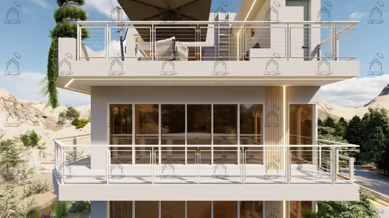 طراحی نما باغ ویلا مدرن در شیراز