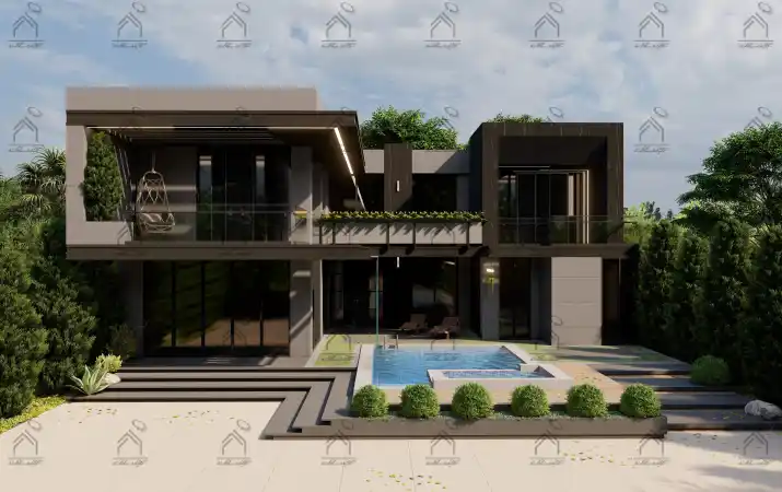 طراحی نما باغ ویلا در شیراز