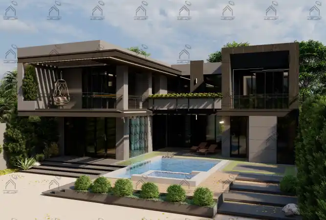 طراحی نما باغ ویلا در شیراز