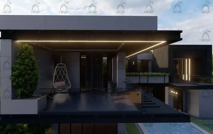 طراحی نما باغ ویلا در شیراز