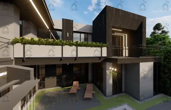 طراحی نما باغ ویلا در شیراز