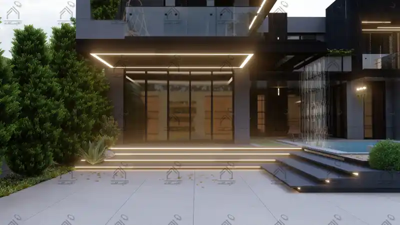 طراحی نما باغ ویلا در شیراز