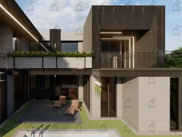 طراحی نما باغ ویلا در شیراز