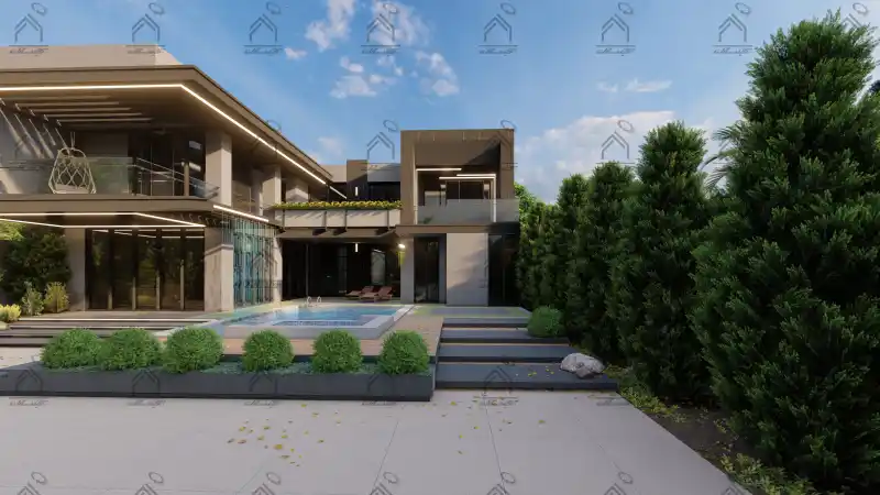 طراحی نما باغ ویلا در شیراز