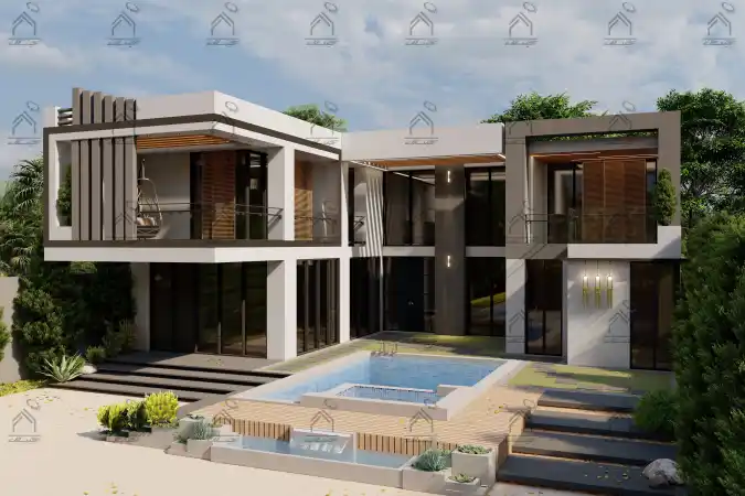 طراحی نما باغ ویلا در شیراز