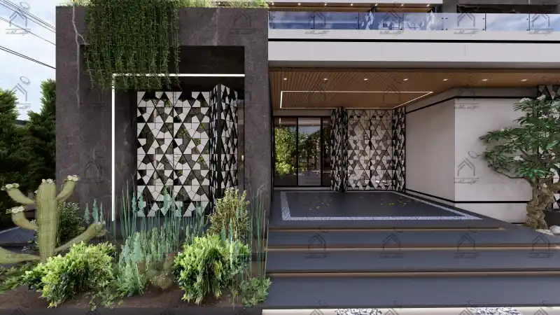 طراحی نما باغ ویلا مدرن در شیراز