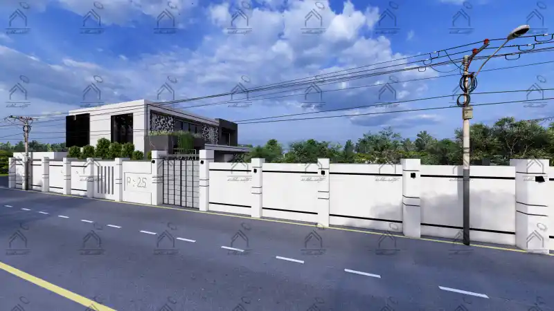 طراحی نما باغ ویلا مدرن در شیراز