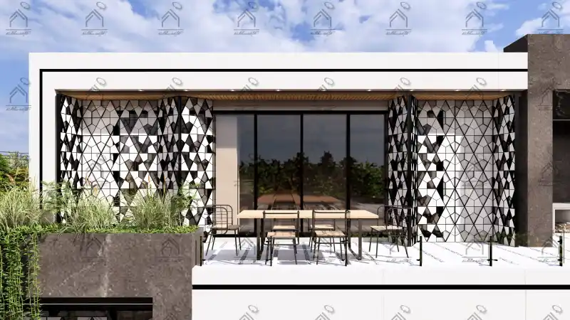 طراحی نما باغ ویلا مدرن در شیراز