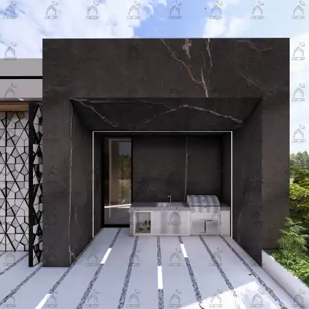 طراحی نما باغ ویلا مدرن در شیراز