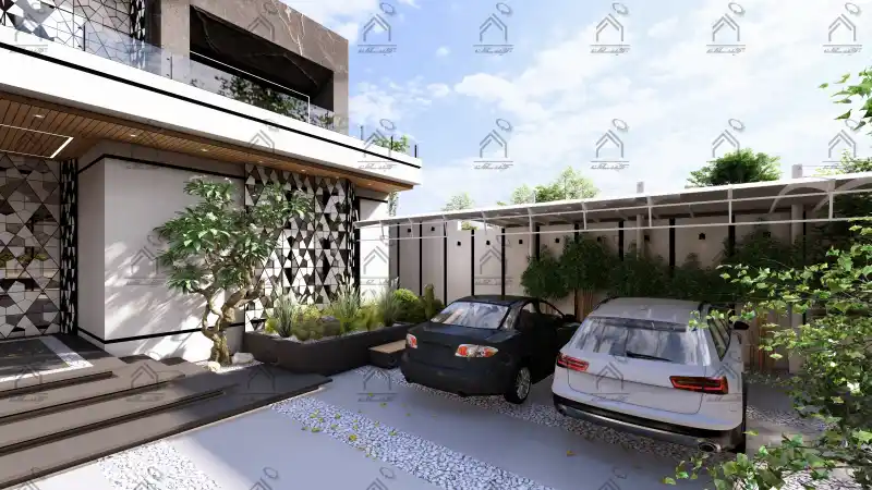 طراحی نما باغ ویلا مدرن در شیراز