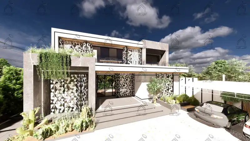 طراحی نما باغ ویلا مدرن در شیراز