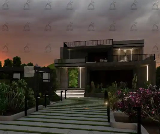 طراحی نما باغ ویلا در شیراز