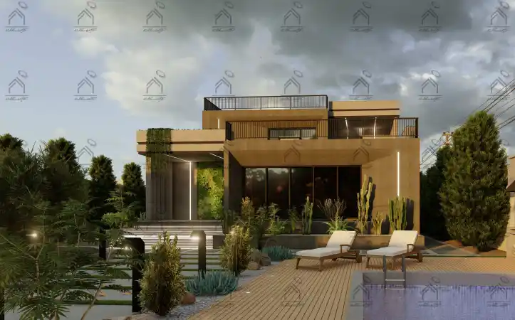 طراحی نما باغ ویلا در شیراز