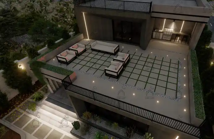 طراحی نما باغ ویلا در شیراز