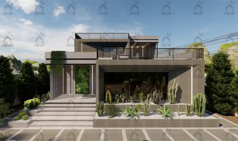 طراحی نما باغ ویلا در شیراز