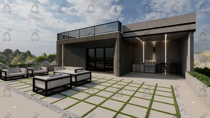 طراحی نما باغ ویلا در شیراز