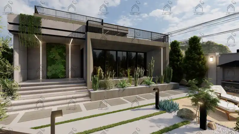 طراحی نما باغ ویلا در شیراز