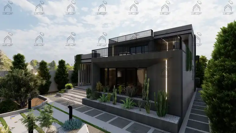 طراحی نما باغ ویلا در شیراز