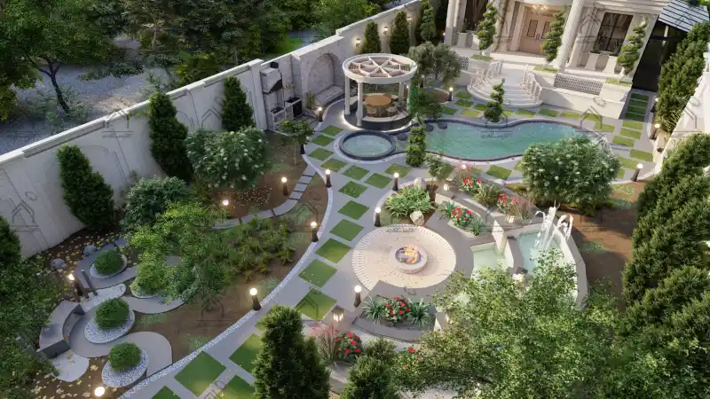 طراحی فضای سبز باغ ویلا در شیراز