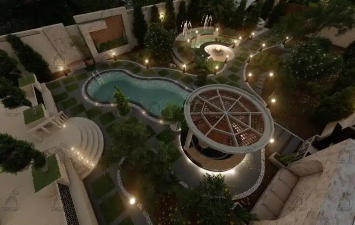 طراحی فضای سبز باغ ویلا در شیراز