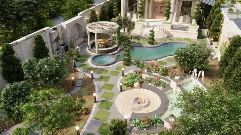 طراحی فضای سبز باغ ویلا در شیراز