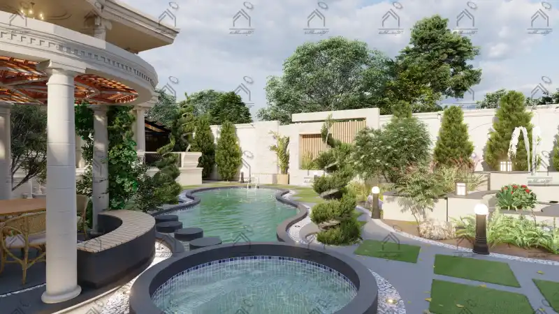 طراحی فضای سبز باغ ویلا در شیراز