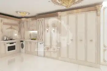طراحی سه بعدی کابینت آشپزخانه کلاسیک در شیراز