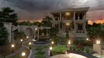 طراحی نما باغ ویلا کلاسیک