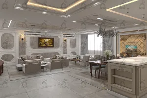 طراحی سالن پذیرایی نئو کلاسیک در شیراز